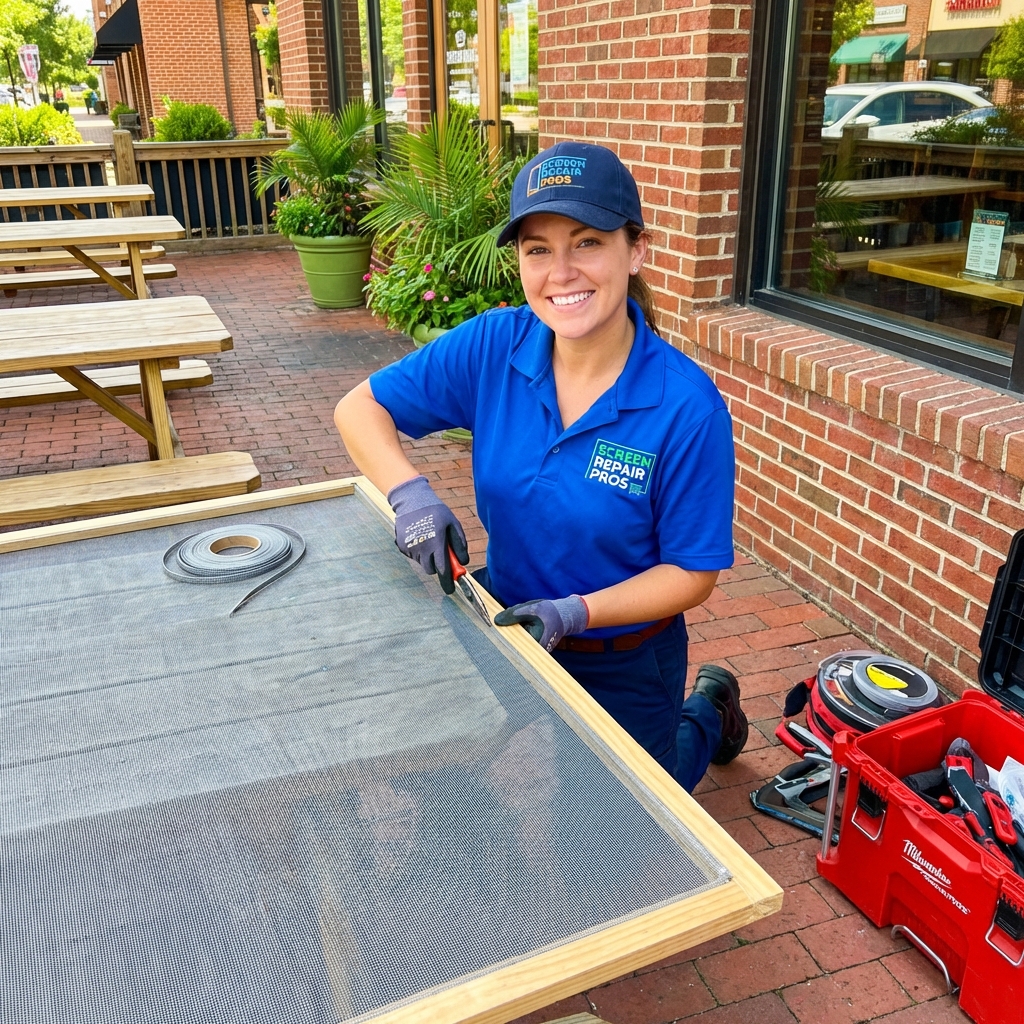 Professional window screen repair technician in Reading PA