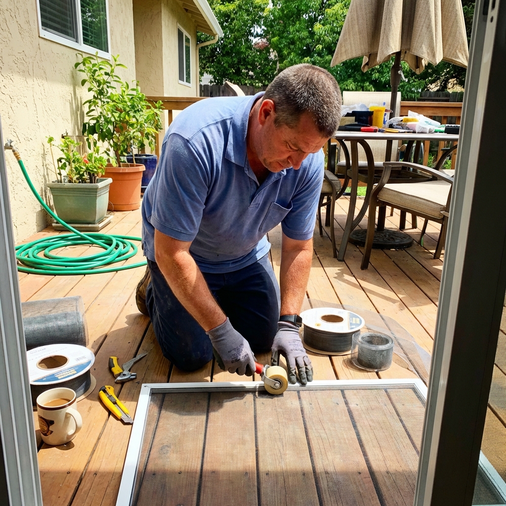 Rescreening a window screen in Pennsylvania