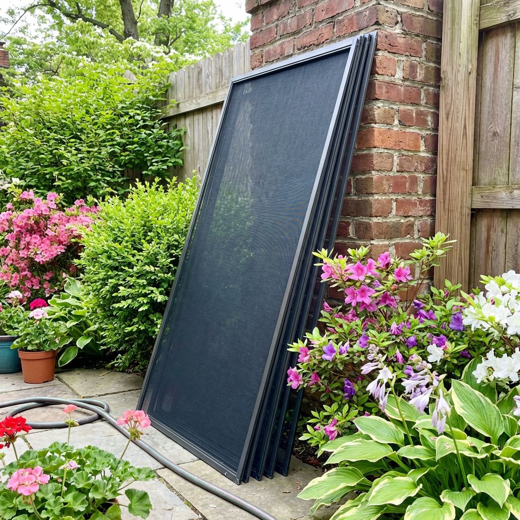 Screen doors with beautiful garden backdrop