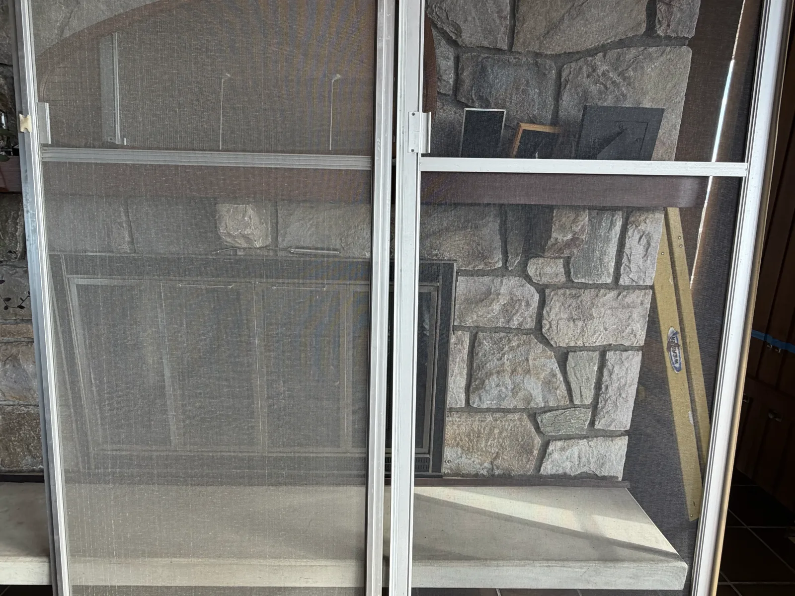 Sliding door window screen repair before and after in Berks County PA